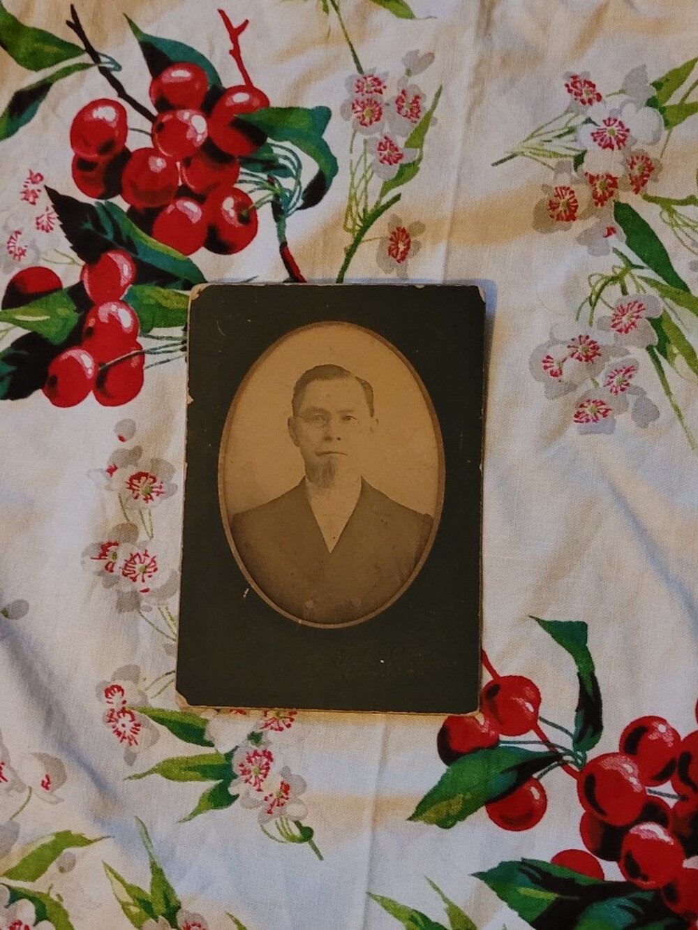 Vintage Oval Portrait Photo in Black Mat